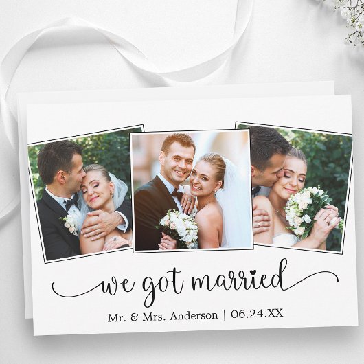 Faire-part We Got Married Calligraphy Heart 3 Photo