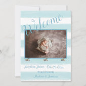 Faire-part Welcome Blue Photo Script Personnaliser la naissan (Devant)