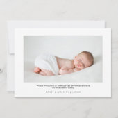 Faire-part Welcome Gold Script Baby Birth Stats & Photo (Dos)