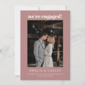 Faire-part We're Engaged Minimalist Elegant Photo Dusty Rose (Devant)