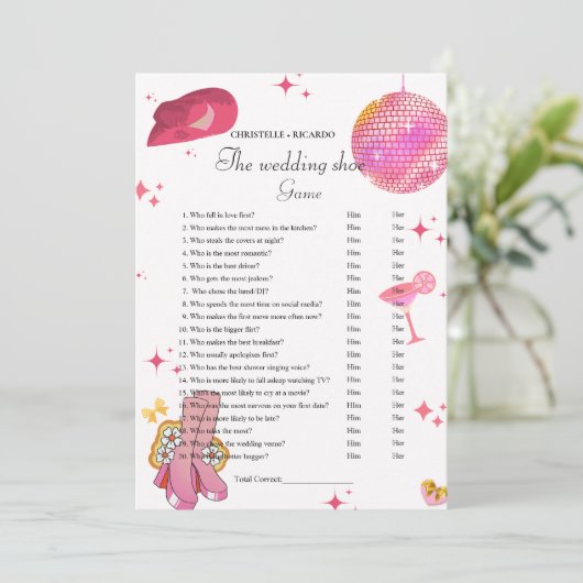 Faire-part Western Disco Mariage jeu de chaussures jeu de par (Debout devant)