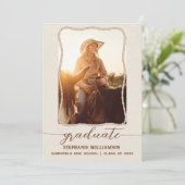Faire-part Western Rustic Brown Rope Photo Script Graduation (Debout devant)