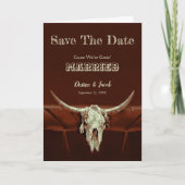 Faire-part Western Rustic Mariage Bull Skull Enregistrer La D (Devant)