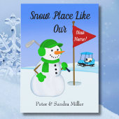 Faire-part We've Moved Snowman Golfer Announcement