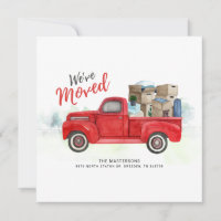 Weve Moved Watercolor Camion rouge Nouvelle adress