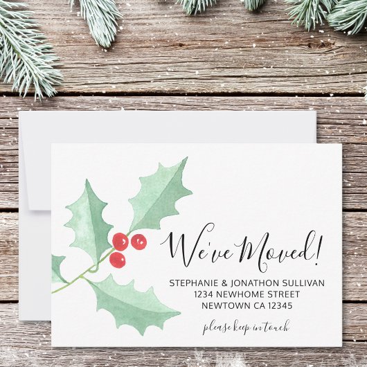 Faire-part We've Moved Watercolor Holly