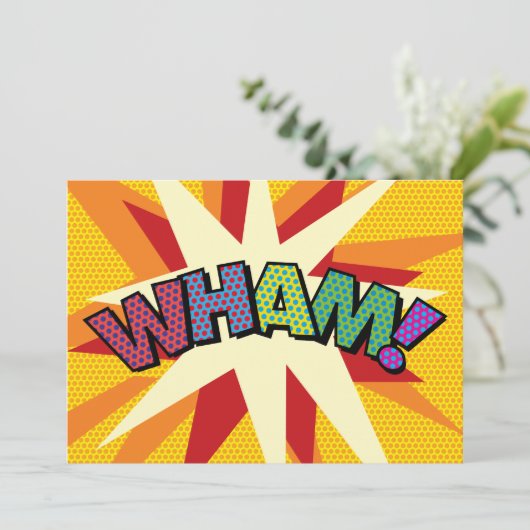 Faire-part WHAT Votre Message Voix Bubble Fun Retro (Debout devant)