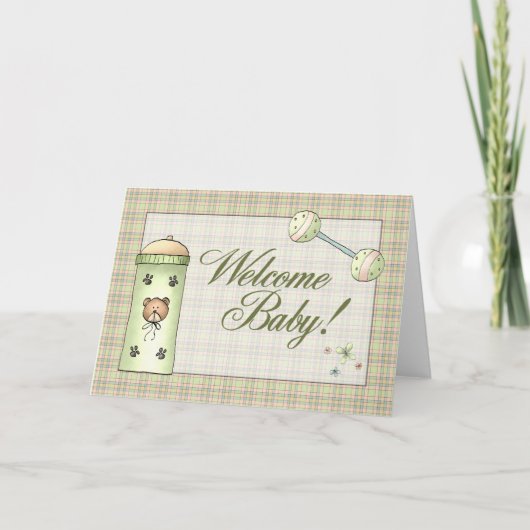 Faire-part Whimical Plaid Welcome Baby (Devant)