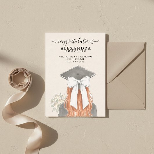 Faire-part Whimsical Calligraphy Graduation Bow Photo