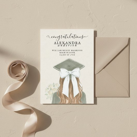 Faire-part Whimsical Calligraphy Graduation Bow Photo
