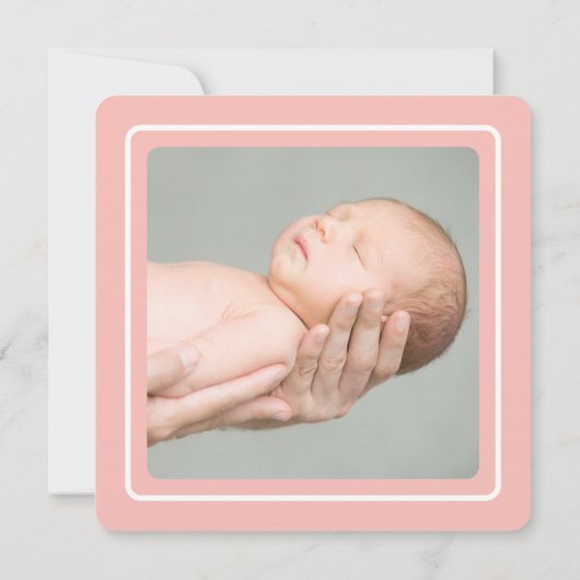 Faire-part Whimsical rose Elephant Love Baby Girl Photo Naiss (Dos)