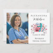 Faire-part Whimsical Tooth & Hearts Dental Graduation Party (Devant)