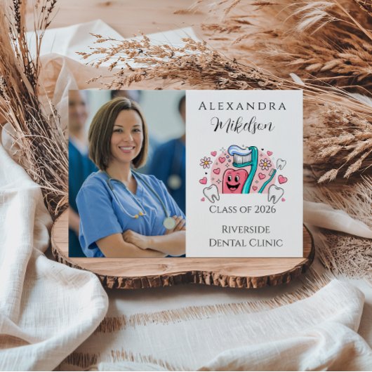 Faire-part Whimsical Tooth & Hearts Dental Graduation Party