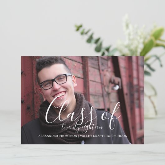 Faire-part White Delicate Class of 2018 Photo Graduation (Debout devant)