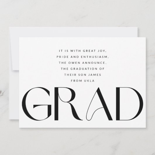 Faire-part White Fade Grad Moderne Photo Uni (Dos)