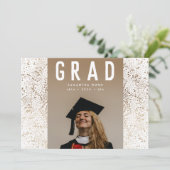 Faire-part White Modern Gold Foil Botanical Grad Photo (Debout devant)