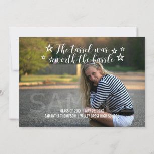 Faire-part White Tassel Worth Hassle Photo Graduation