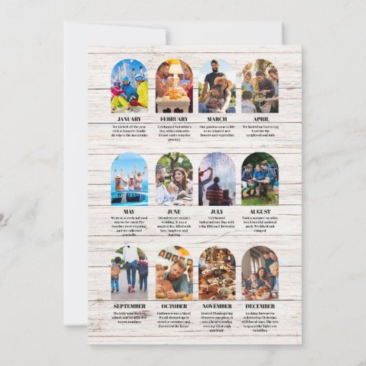 Faire-part White Wood Année en revue Multi Photo Collage (Dos)
