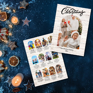 Faire-part White Wood Année en revue Multi Photo Collage