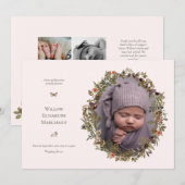 Faire-part Wild Flower Frame New Baby Birth Announcement (Devant / Derrière)