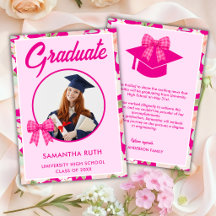 Wildflower Hot Pink Gingham Bow Photo Graduation
