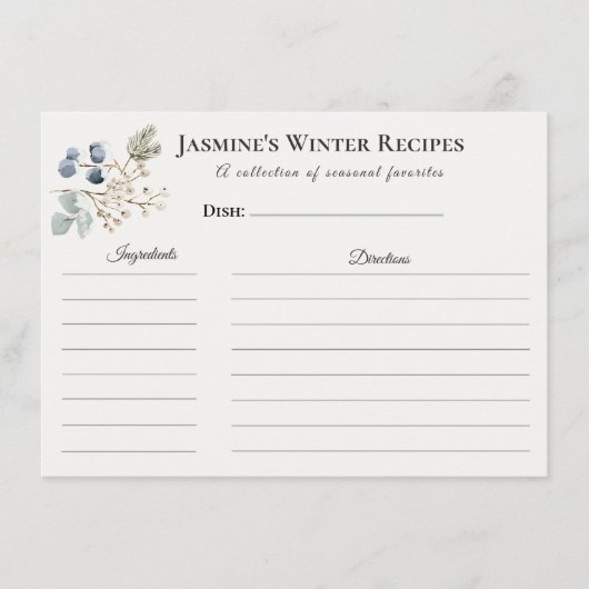 Faire-part Winter Recipe Card – Kitchen Stationery (Devant)