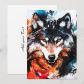 Faire-part Wolf Abstrait Wild Spirit (Devant / Derrière)