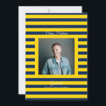 Faire-part Yellow Blue Preppy High School Photo Grad Cards<br><div class="desc">Part of Grad Collection - Add your custom matching envelope, stickers, and more Announce your graduate’s achievement with this retro and preppy graduation announcement card. Featuring a modern photo layout and clean typography, this design is perfect for high school graduates celebrating the Class of 2026. Fully customizable with your own...</div>