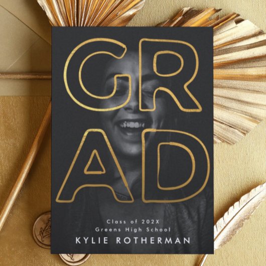 Faire-part YELLOW GOLD LINE HOLLOW GRAD Photo contemporaine