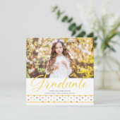 Faire-part Yellow Polka Dots Funny Graduate Photo Graduation  (Debout devant)