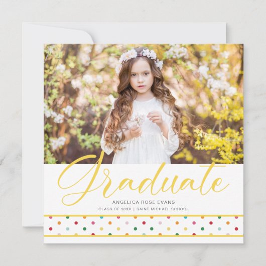 Faire-part Yellow Polka Dots Funny Graduate Photo Graduation  (Devant)