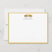 Faire-part Yellow Retro Car Nursery Note Card (Devant)
