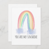 Faire-part You are my sunshine watercolor painted rainbow (Devant / Derrière)