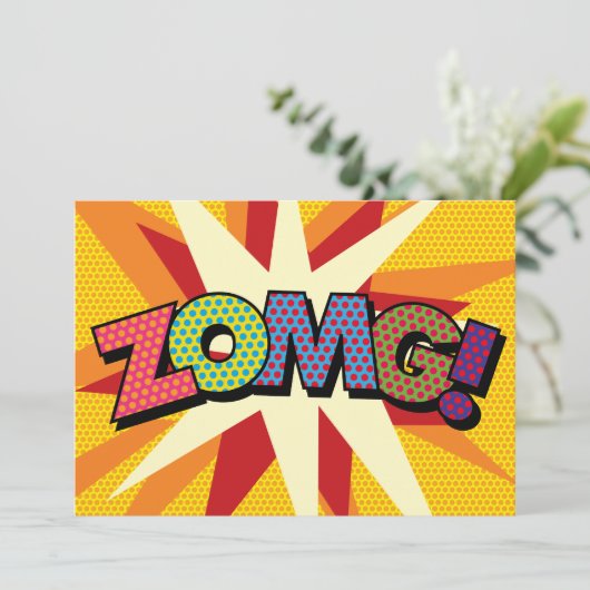 Faire-part ZOMG Votre Message Voix Buble Fun Retro (Debout devant)