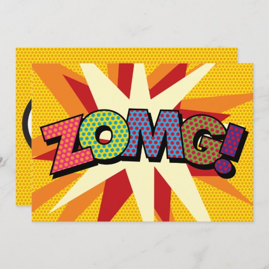 Faire-part ZOMG Votre Message Voix Buble Fun Retro (Devant / Derrière)