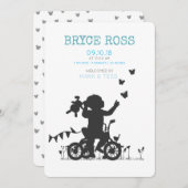 Faire-parts de naissance Garçon avec vélo (Devant / Derrière)
