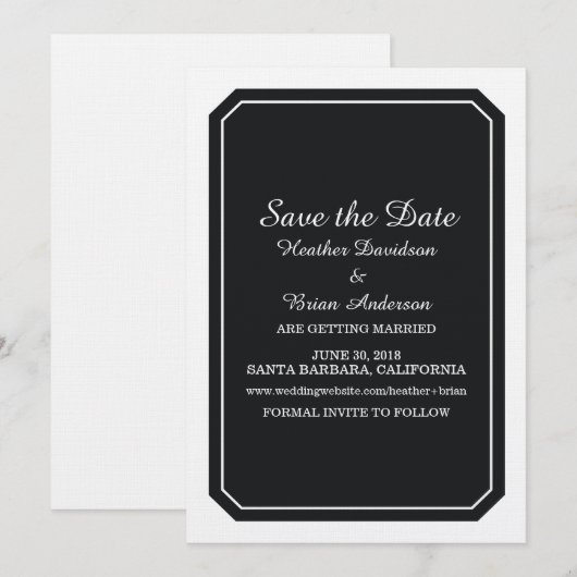 Faire parvenir une invitation de mariage chic et é (Devant / Derrière)