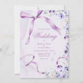 Faire rubans floraux violets Invitation de mariage (Devant)