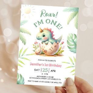 Faire Rugir la Fille au Dinosaure Invitation pour