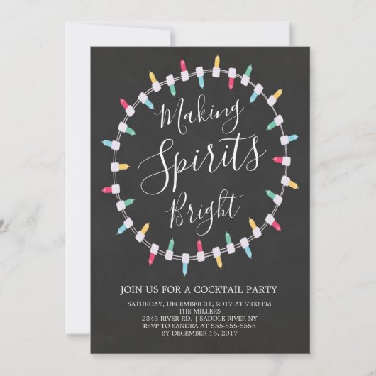 Faire Spirits Bright Cocktail Party Invitation (Devant)