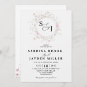 Faire Teinte Rose Pâle Fleurs Sauvages Invitation  (Devant / Derrière)