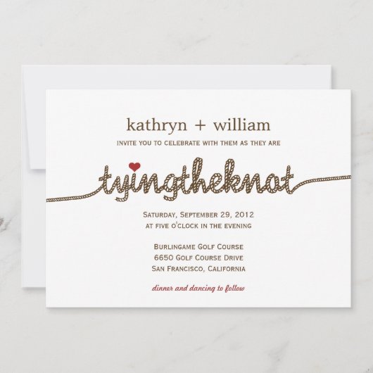 Faire un nœud Invitation de mariage moderne (Devant)