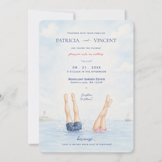 Faire un plongeon dans la carte d'invitation de ma (Devant)