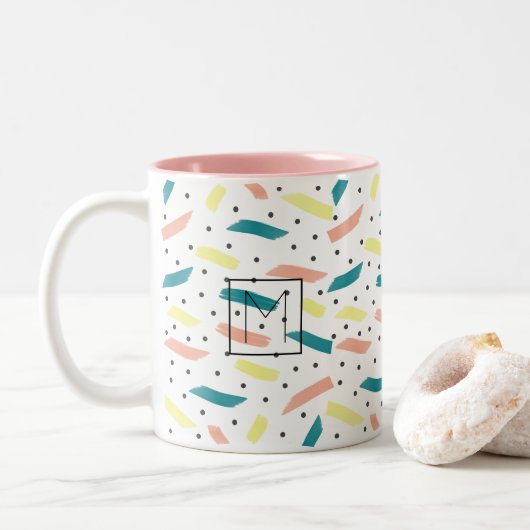 Faire Un Splash Abstrait Initiale Deux Tons Mug (Avec donut)