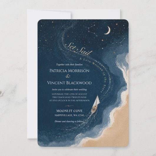 Faire voile Invitation de mariage Mer-Ciel (Devant)