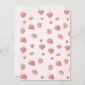 Fairepart bébé points cadre ruban fraise oie (Dos)