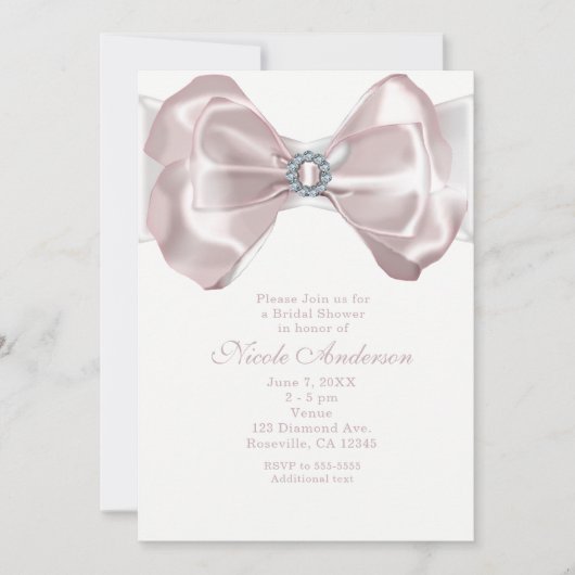 Fairepart Chic Ruban Rose et Diamants (Devant)