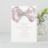 Fairepart Chic Ruban Rose et Diamants (Debout devant)