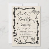 Fairepart de Baby Shower Rustique Bottes Bubbly (Devant)