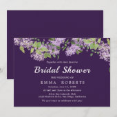 Fairepart de Baby Shower Violet Rustique | Mariée (Devant / Derrière)